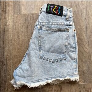 Steel Jeans Womens Size 9 Acid Wash Denim Cut Off Frayed Hem Shorts VINTAGE VTG